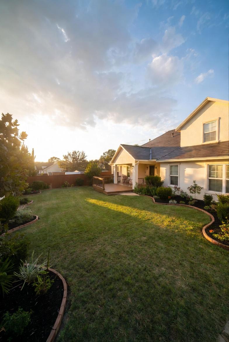 Freshly maintained backyard lawn in the Warrior Landscaping service area